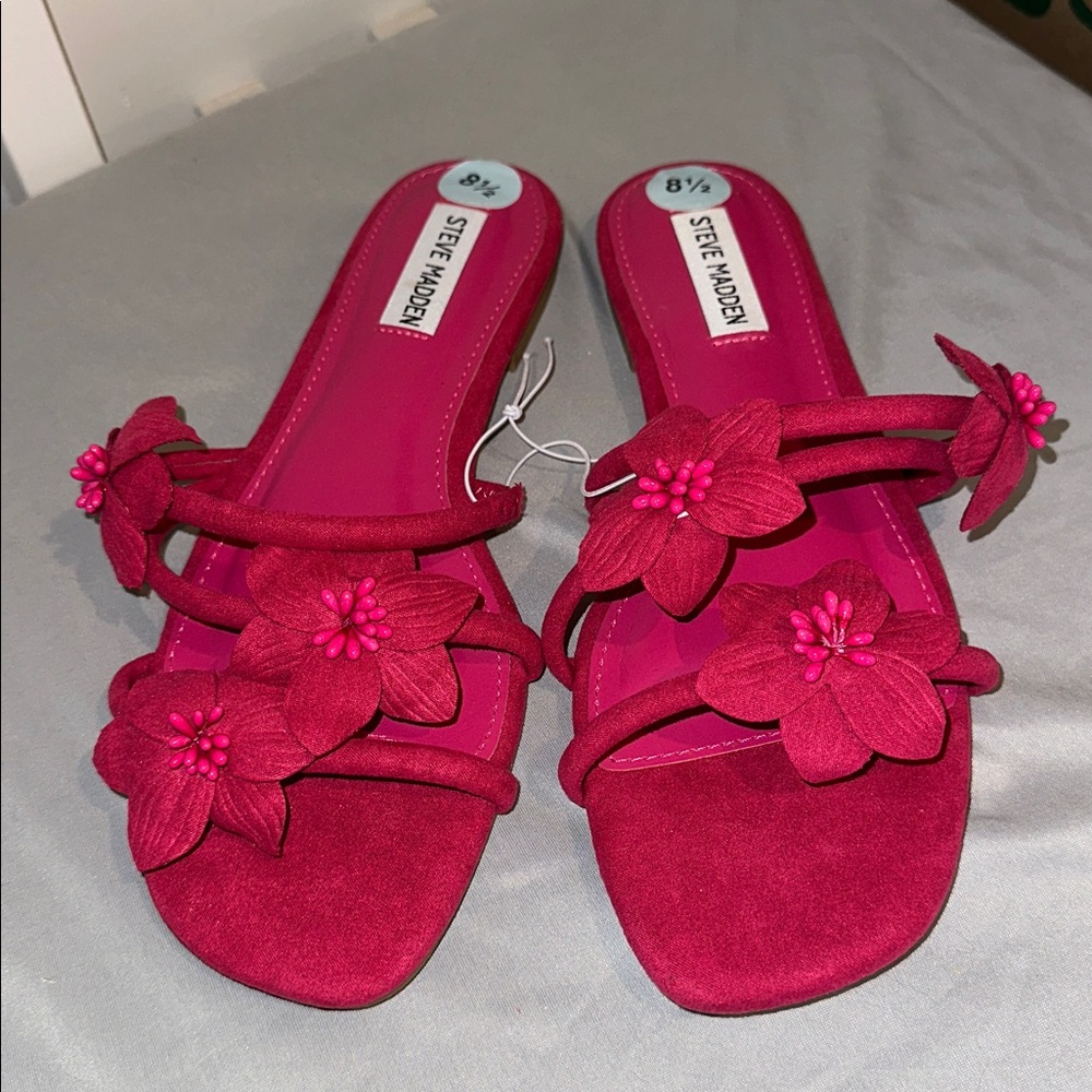 Steve Madden Fuchsia Floral Slides